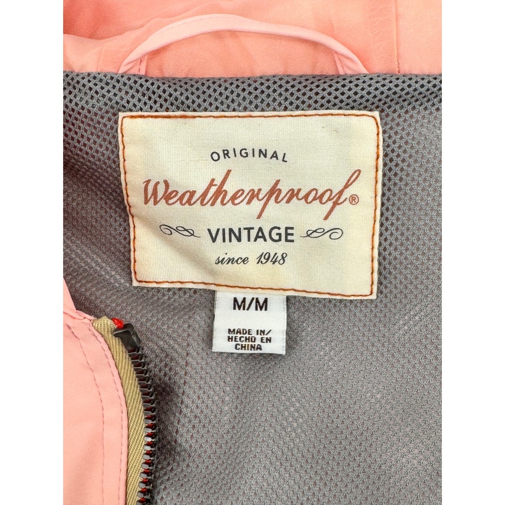 Weatherproof Vintage Mens Pink Hooded Rain Jacket Windbreaker Size M - Picture 3 of 4